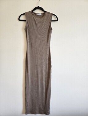 DE BASE I S Bodycon Sleeveless Midi Dress I taupe
